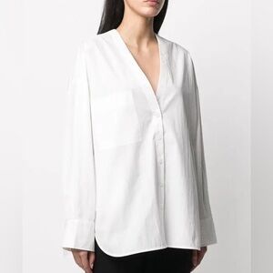 CO v neck long sleeve button down shirt